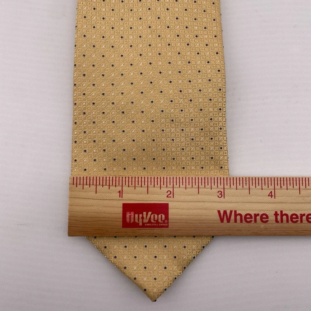 STAFFORD‎ Gold Silk Necktie Designer Geometric Pattern Business Career Interview
